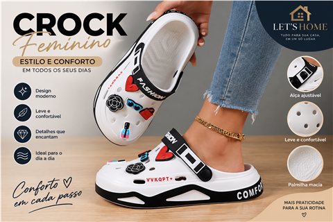 Crock Fashion com Pingentes – Conforto & Estilo